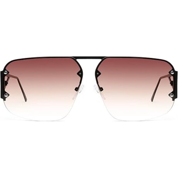 joohoo Accessories - Women's Aviator Style Sunglasses Black Brown